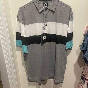 FootJoy golf polo Men's Gray and Black Striped Polo Shirt